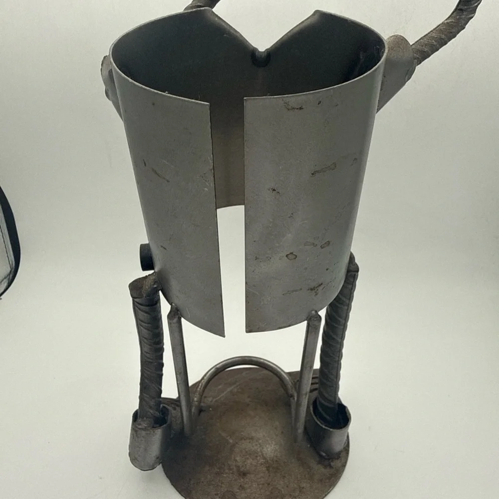VTG H & K Metal Golfer Golf Wine Liquor Bottle Holder Steel/ Copper brutalist